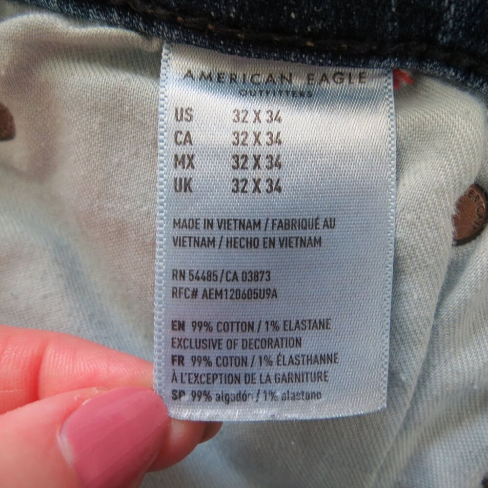 AMERICAN EAGLE Men's Next Level AirFlex Slim Straight Jeans Size 32x34 Distress - Picture 9 of 10